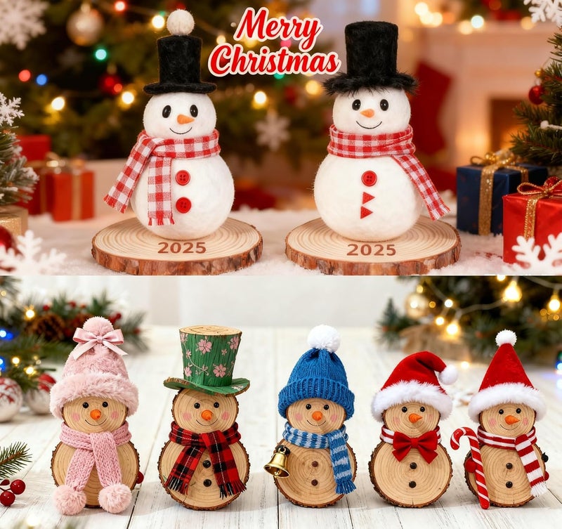 Timburst 2.75"-3.14" Unfinished Wooden Ornaments for Crafts, 50Pcs Wood Slices, Wood Painting Craft Kit Glow-in-the-Dark, DIY Ornaments to Paint for Kids Craft Winter New Year Party Hanging Decoration - Image 4